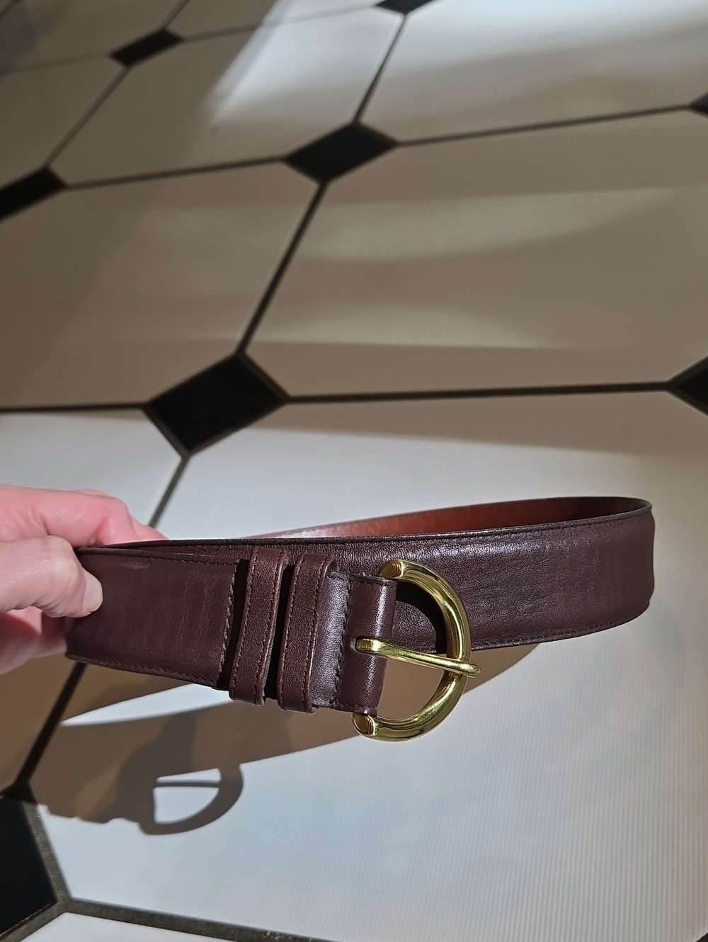 Coach Brown Leather Belt with Gold Buckle